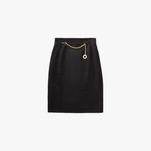 Celine Black Mini Skirt with Gold Chain & Logo Charm 🖤⚜️